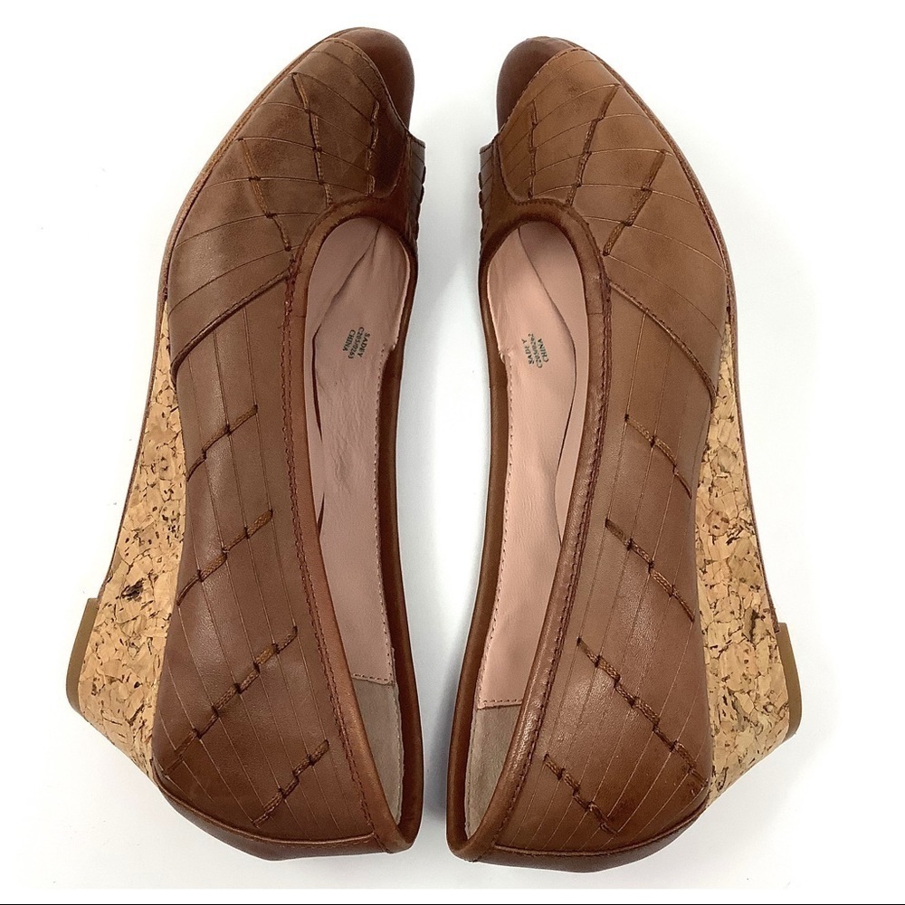 FINAL PRICE Taryn Rose Sadey Leather Peep Toe Cork Wedges 6.5M - Picture 8 of 14
